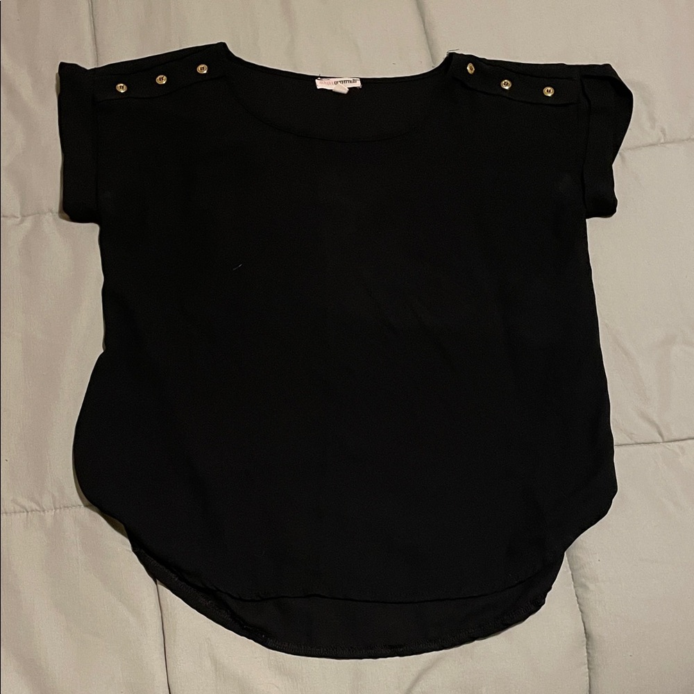 Zenana Outfitters Black Shirt with Gold Buttons